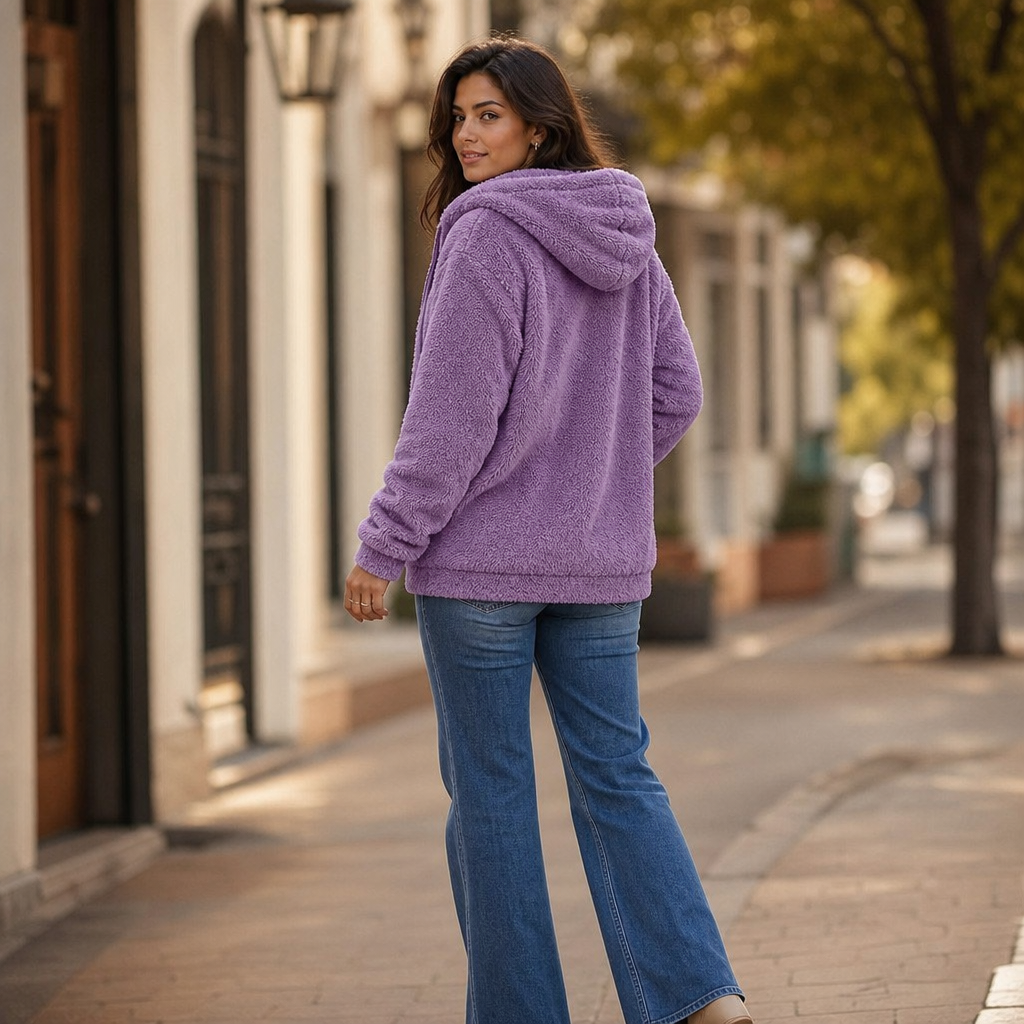 Cloudhug | Hooded Plush Zip-Up Jacket – Kuscheliger Stil für Frauen
