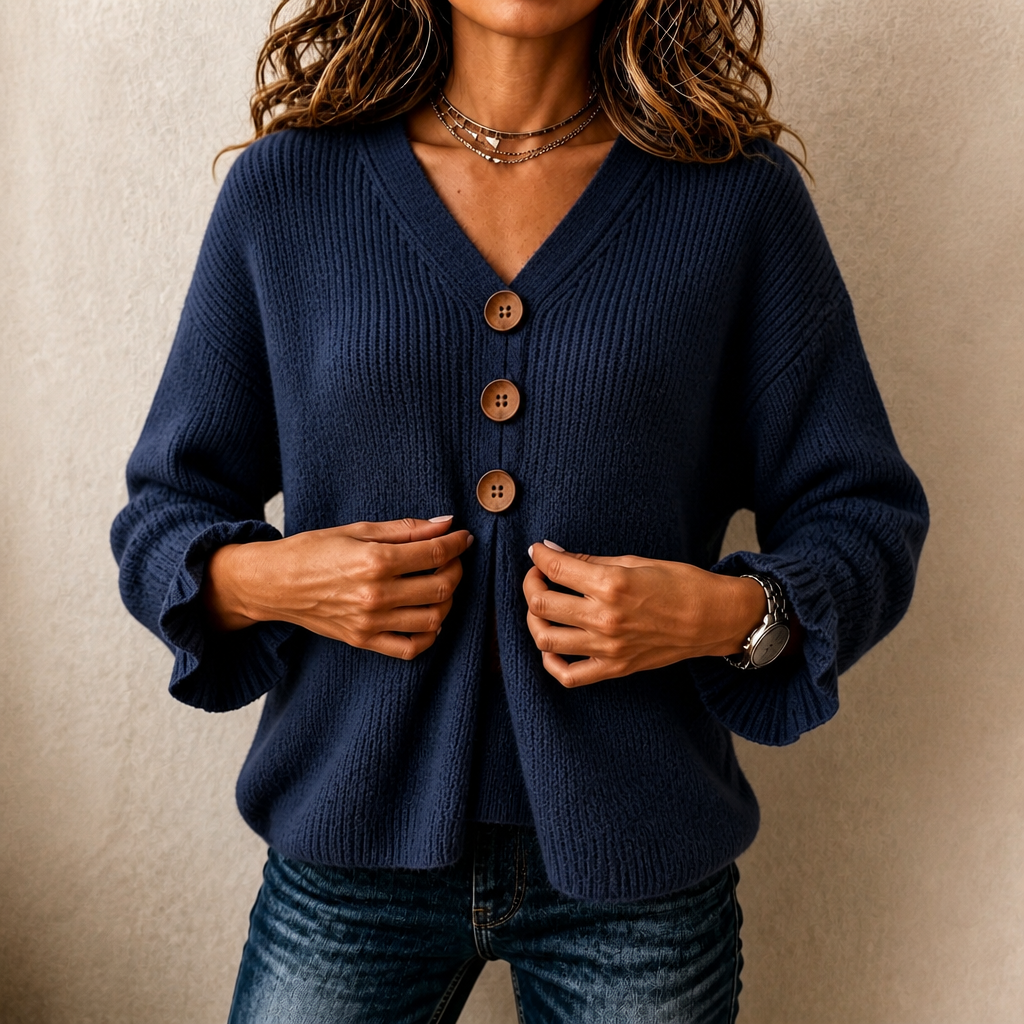 Vessa | V-hals Gebreide Trui met Relaxed Fit