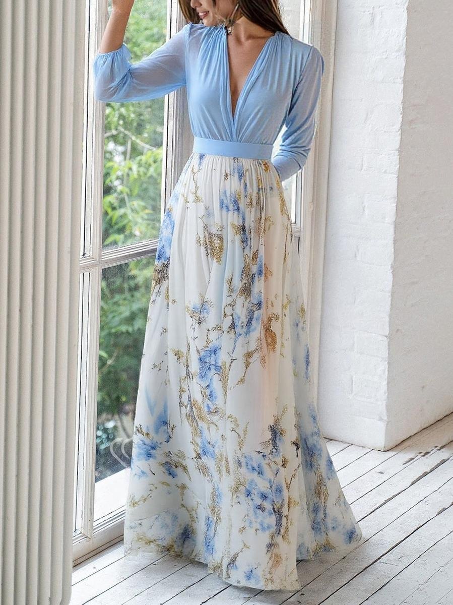 Mia | Stilvolles und elegantes Langarm Maxikleid