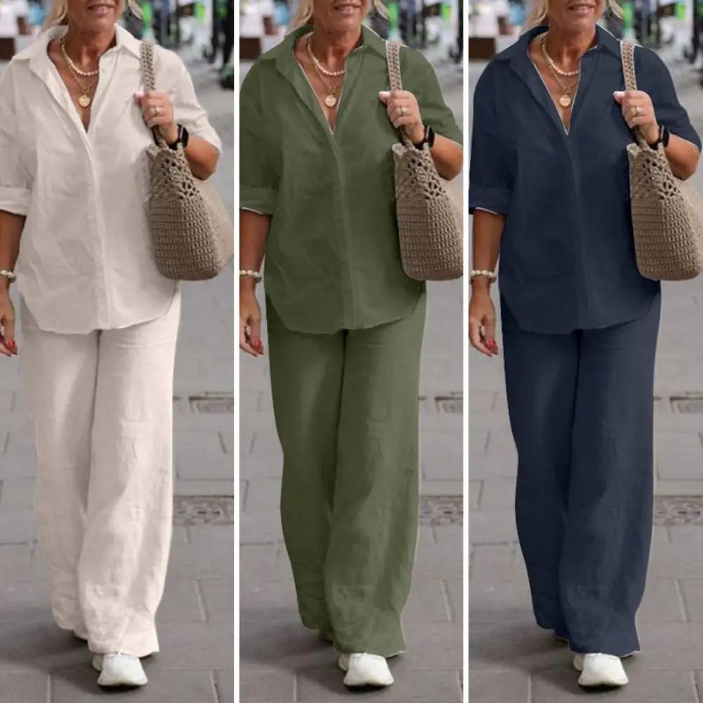 Mia | Luftiges und elegantes Damen Leinen Zweiteiler Set