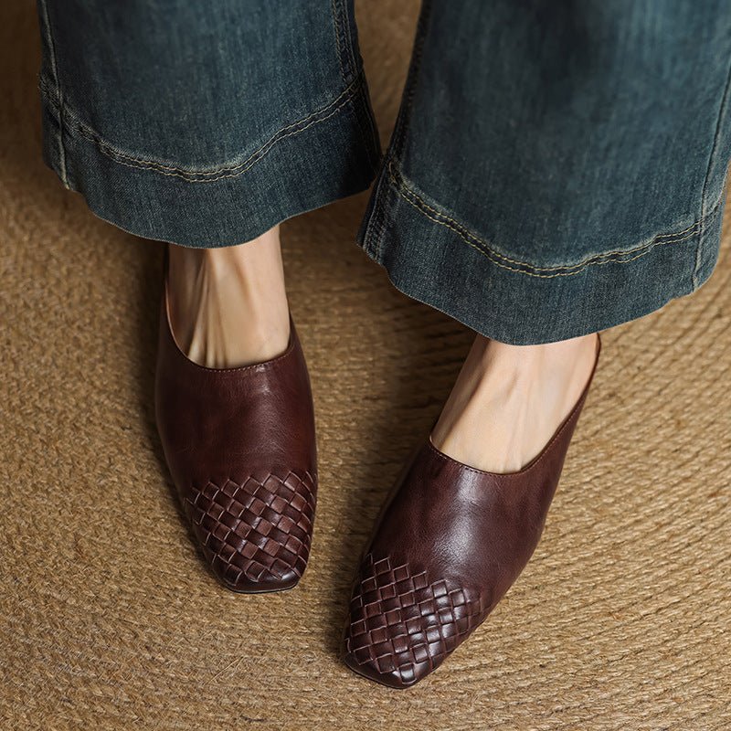 Sienna | Stilvolle und bequeme Slip-On-Pantoletten aus geflochtenem Leder