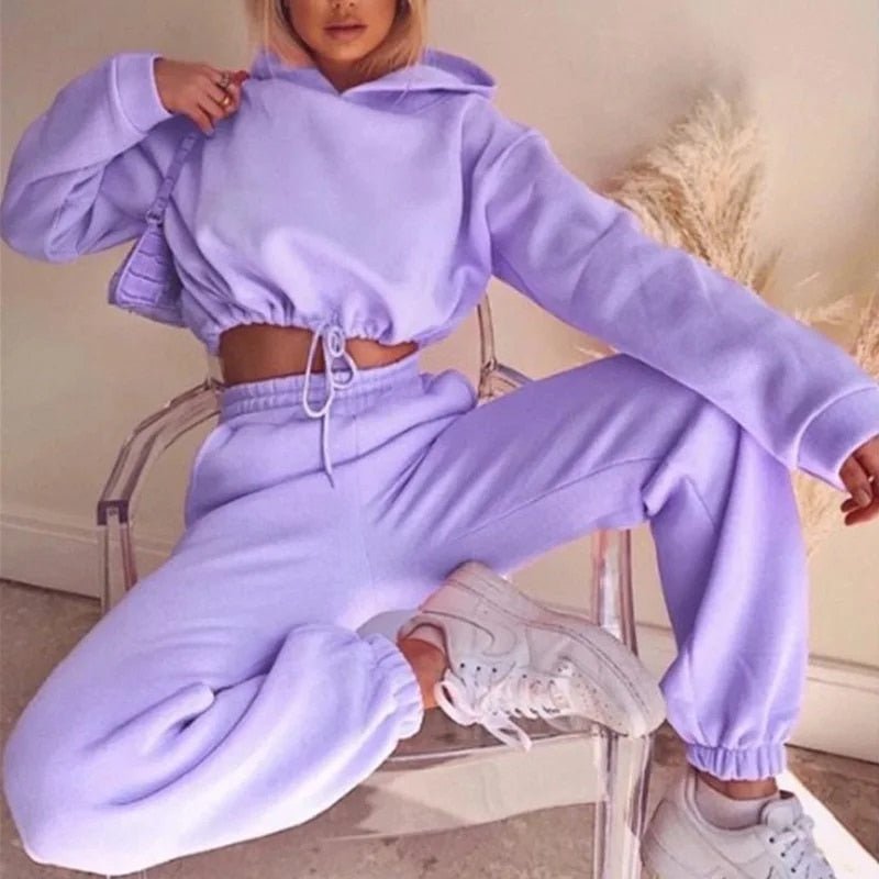 Drune | Zweiteilige Trainingsanzug Sets – Eleganter Crop-Style für Frauen