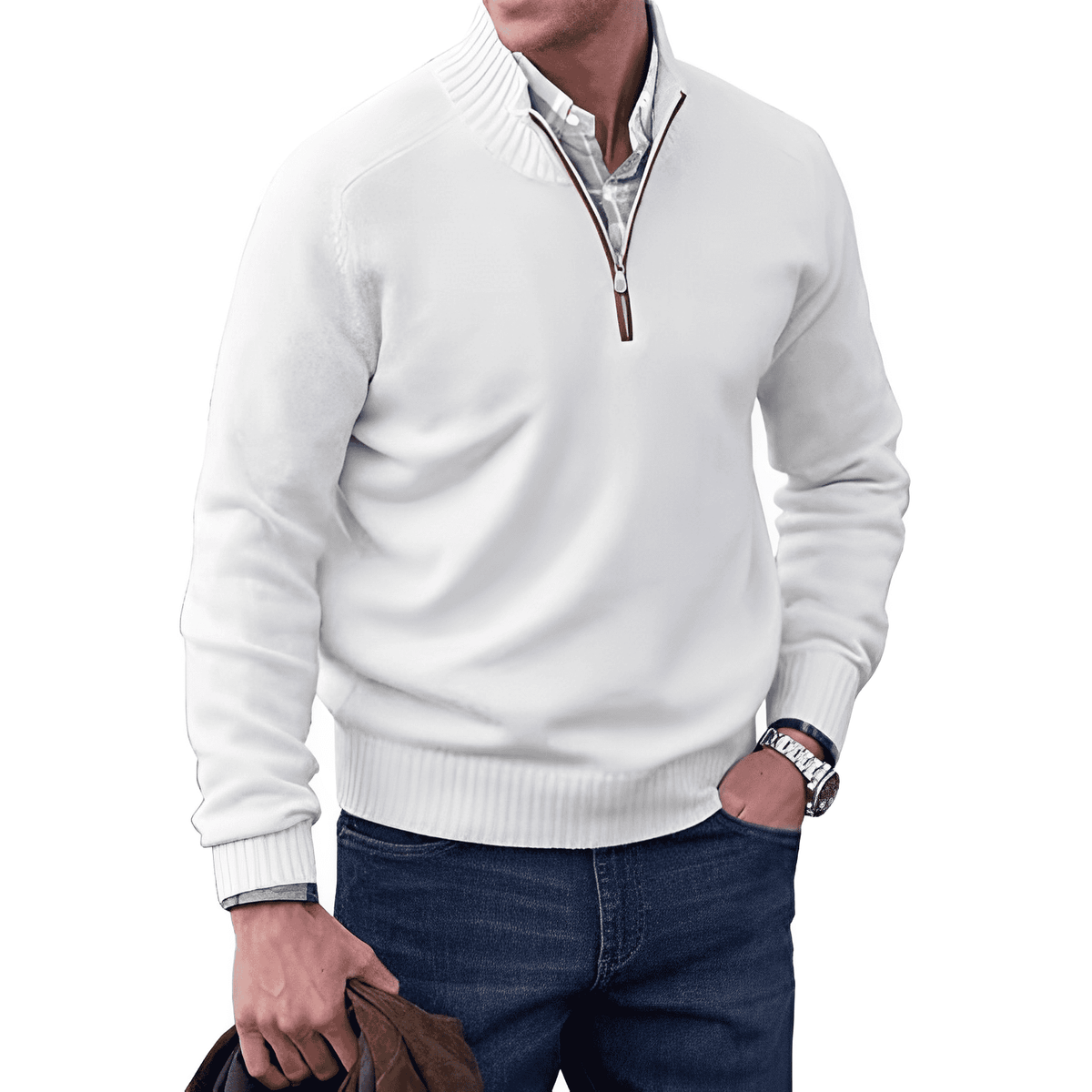 David | Cashmere Sweater – Eleganter Zip-Up Stil für Herren
