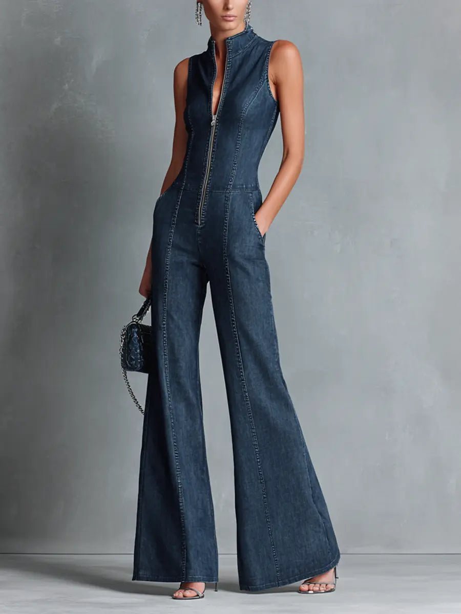 Greta | Damen Overall – Stretch-Denim mit Reißverschluss