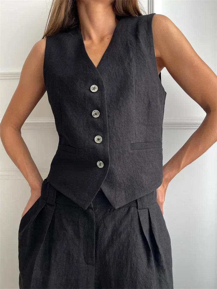 Annika | Leinen Zweiteiler – Eleganter Schnitt für Damen