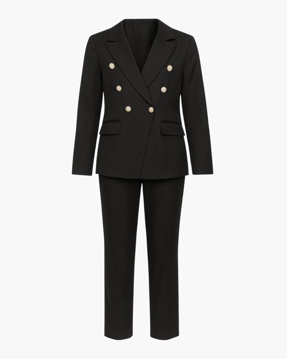 Doppelreihiger Hosenanzug mit Zierknöpfen