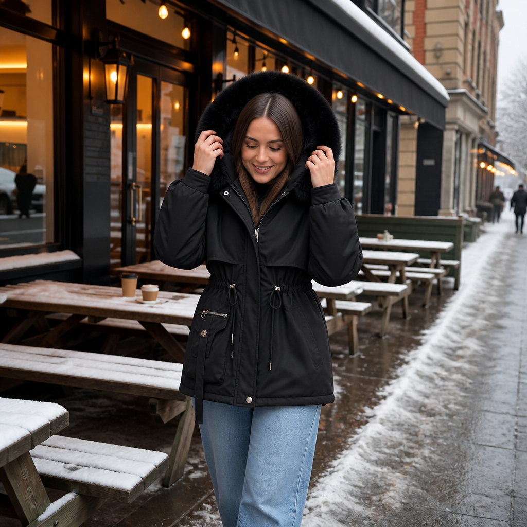 Duvella | Puffer Coat met Faux Fur Hood voor Dames