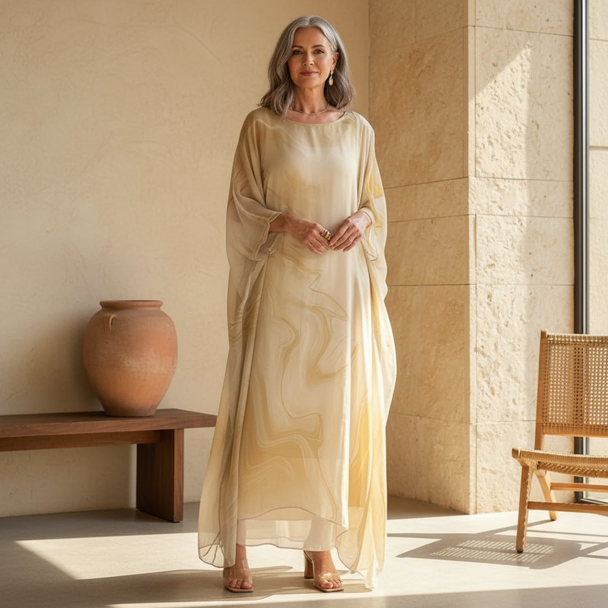 Livia | eleganten und mühelosen Langarm Maxikleid