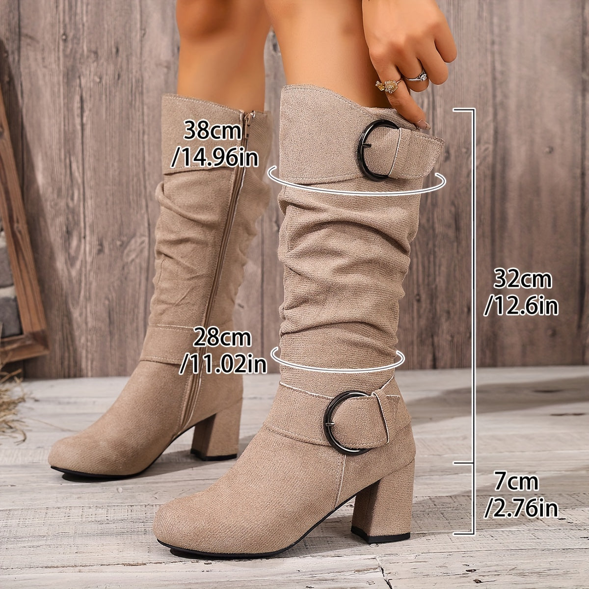 Camilla | Moderne und Bequem Kniehohe Stiefel mit Blockabsatz