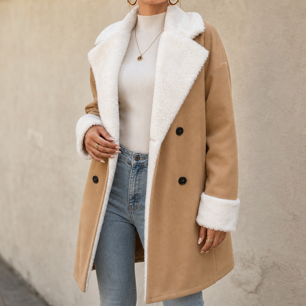 Mayfield | Woolen Coat mit Plüschbesatz für Damen