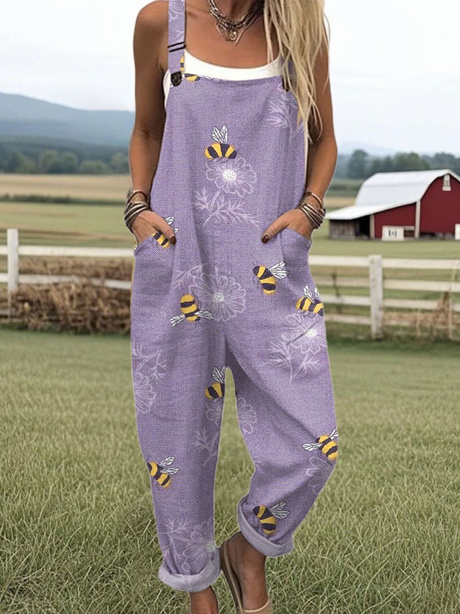 Marlene | Overall für Damen – Verstellbar im verspielten Bienen-Blüten-Design
