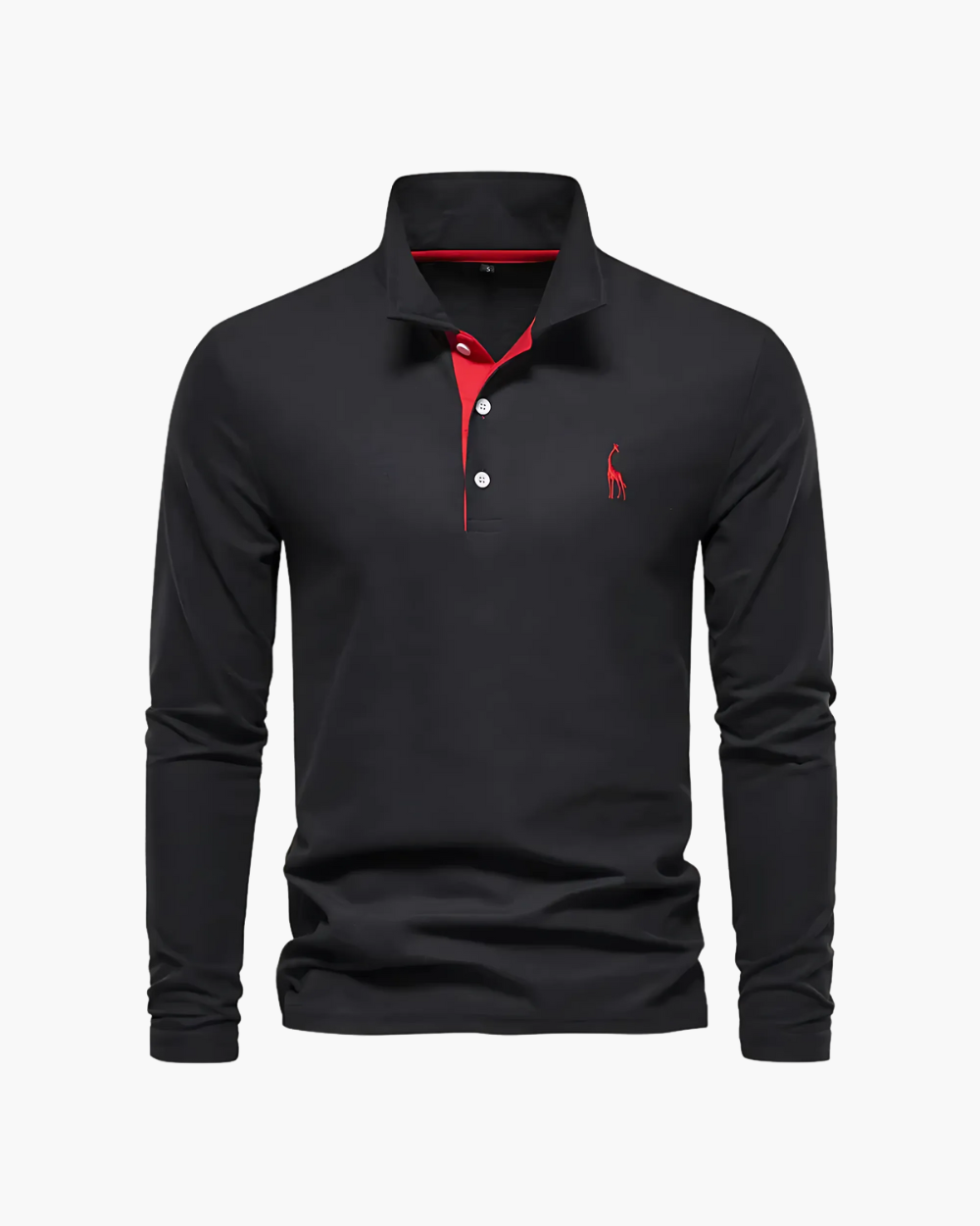 Schlank geschnittenes Langarm Poloshirt mit Kontrastkragen