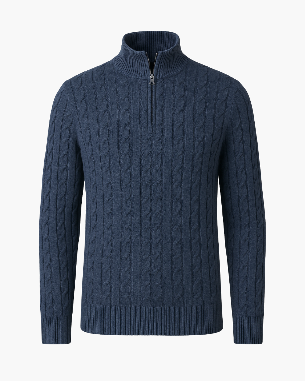 Halbzip Troyer Strickpullover mit Zopfmuster