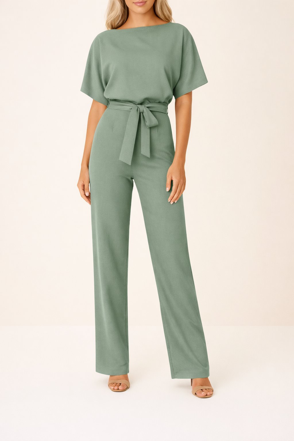 Greta | Weites-Bein Jumpsuit für Damen mit Bindegürtel