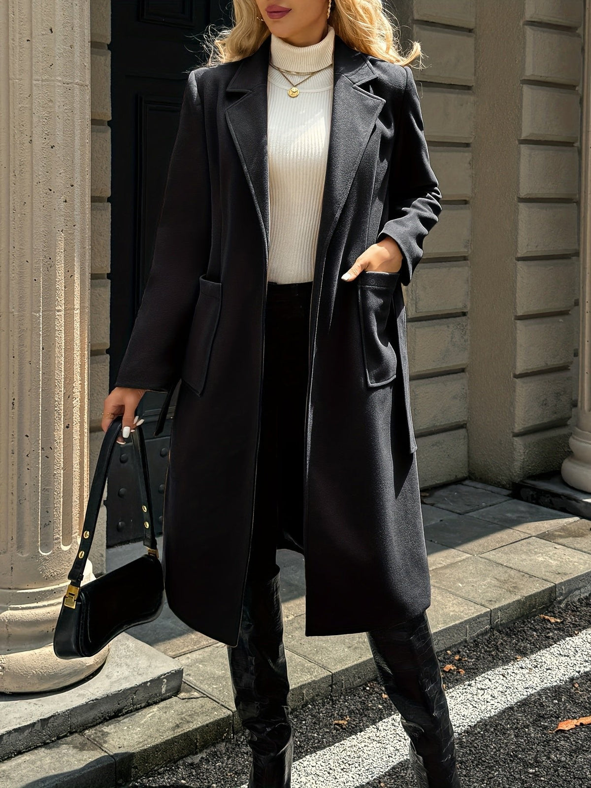 Evangeline | Long Coat – Timeless Belted Style for Women