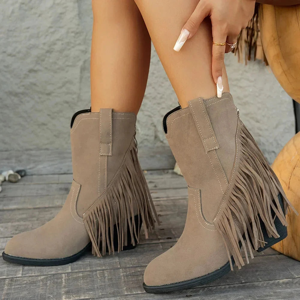 Katharina | Trendige und klassische weitem Schaft Cowboystiefel