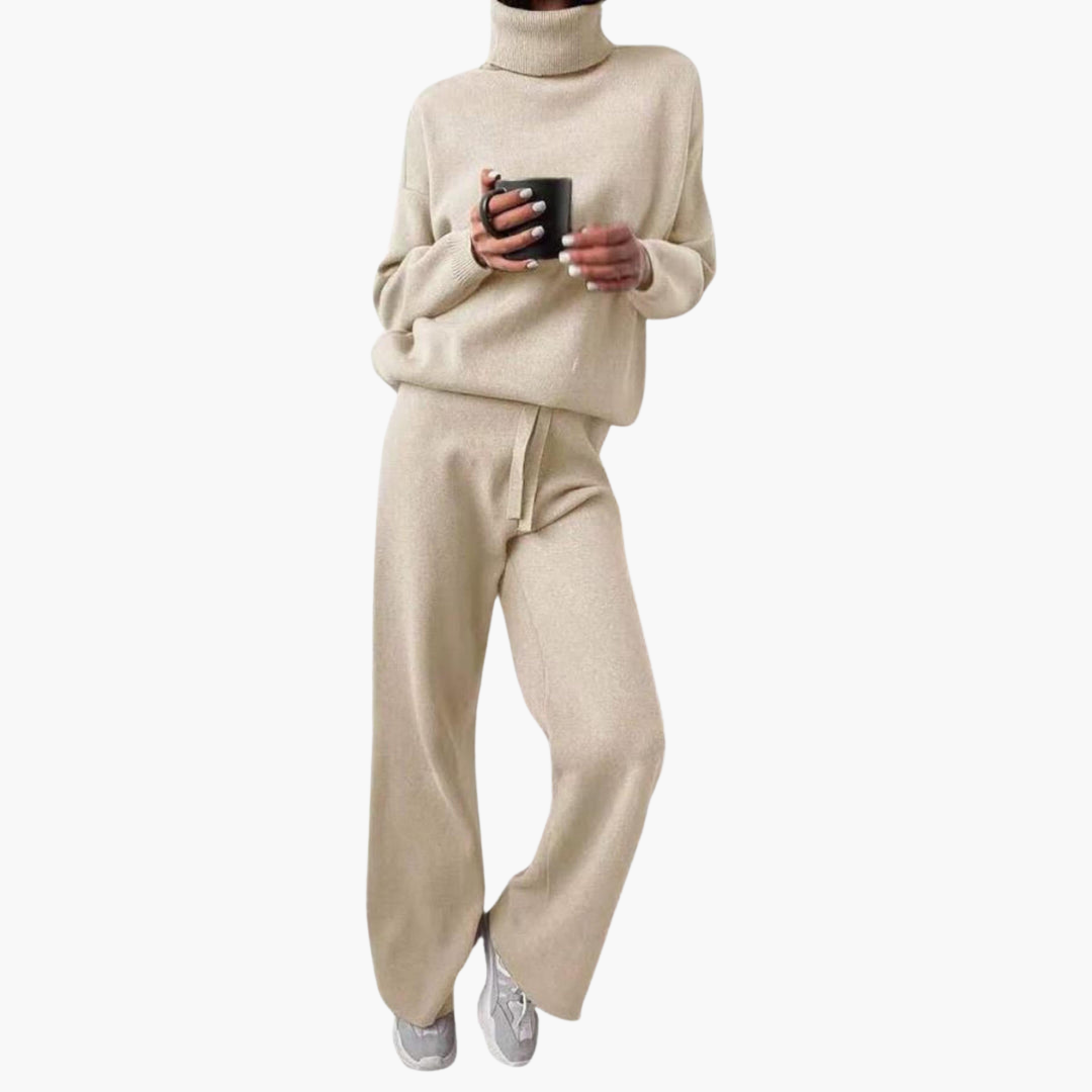 Kira | Knitted Lounge Set – Comfortable Wide-Leg Pants for Women