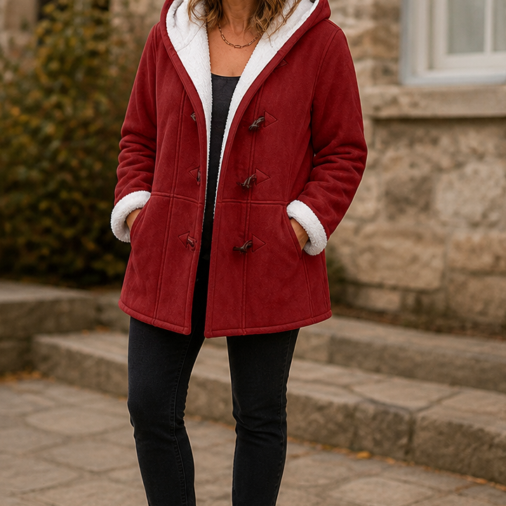 Plushbelle | Faux Shearling Hooded Winter Coat – Warm und Elegant