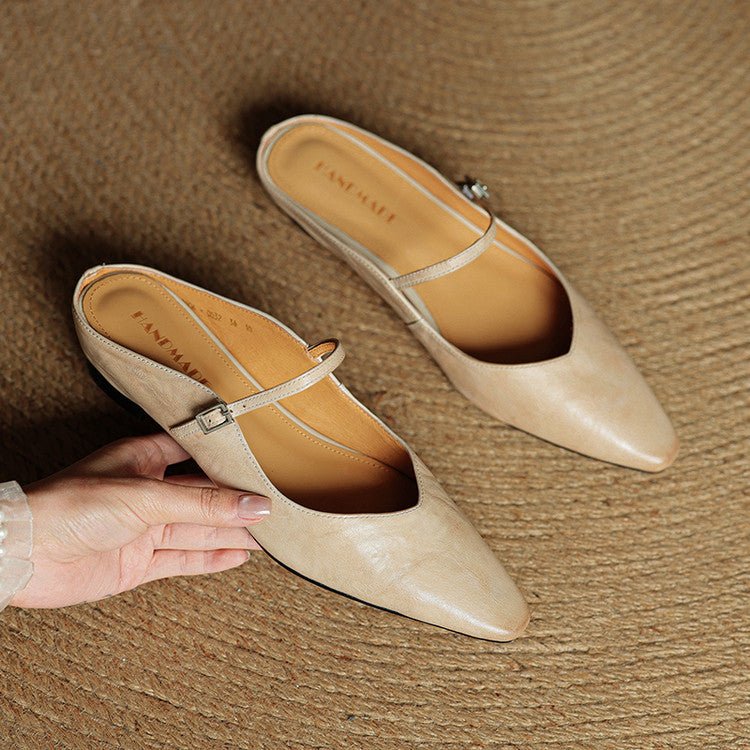 Isabelle | Bequem und elegant Pantoletten mit spitzer Zehe und Riemchen