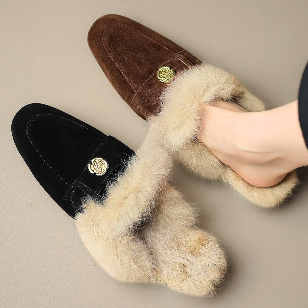 Velora | Shearling Mules – Luxuriöse Struktur für Damen