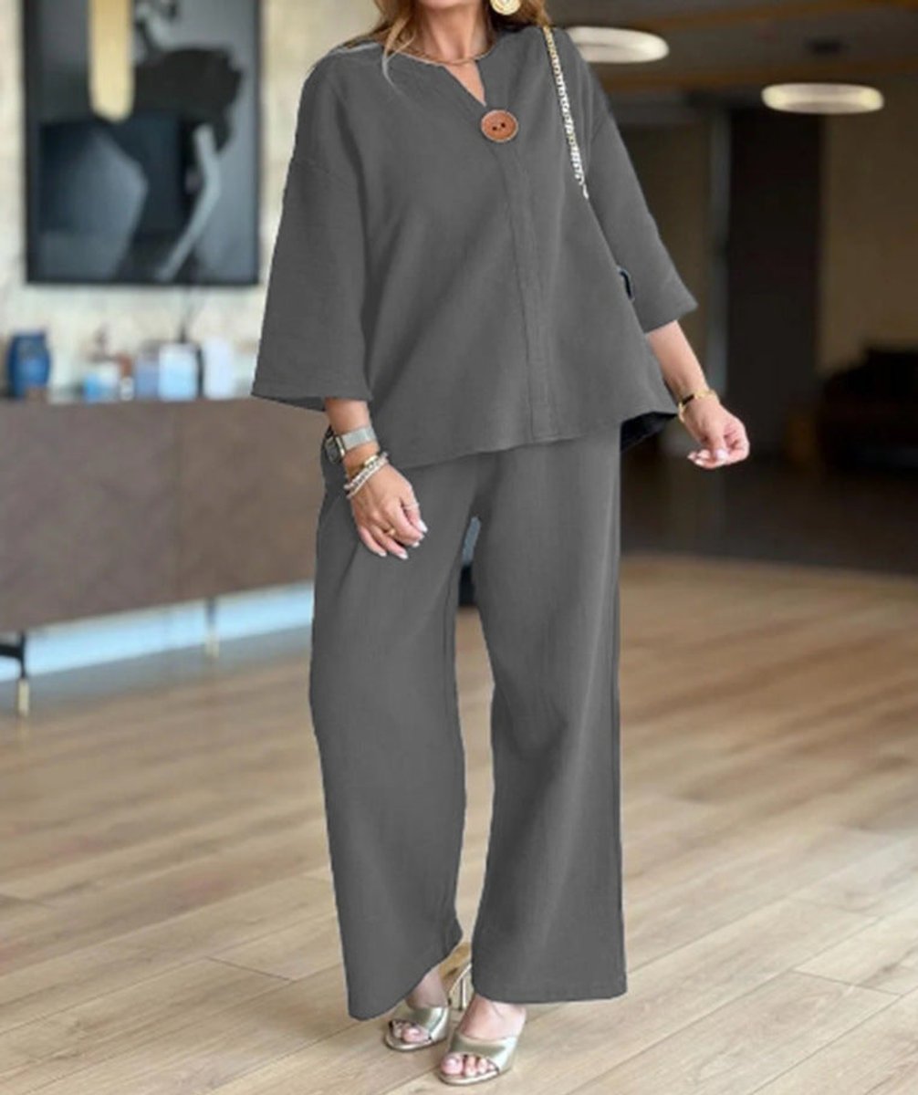 Laura | Damen Tunika und Wide Leg Hosen Set