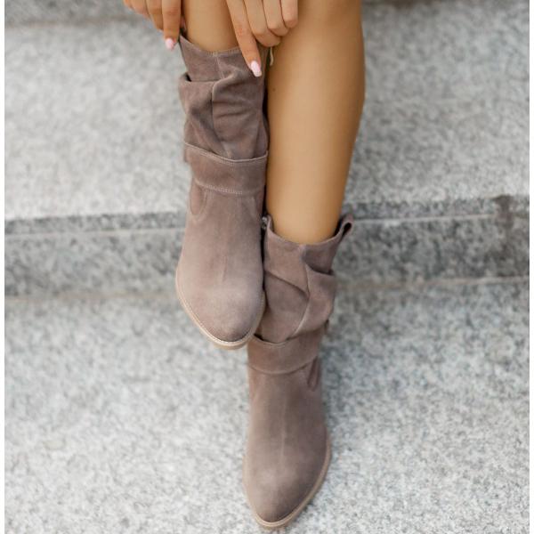 Juliane | Lässige Slouch Stiefeletten mit niedrigem Blockabsatz
