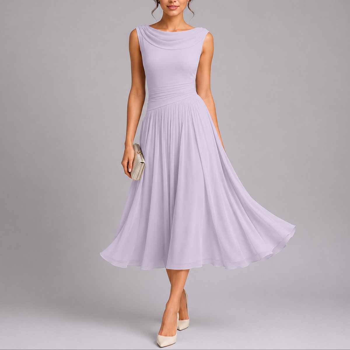Liana | Trendy und fließendes Herbsthochzeits Midikleid