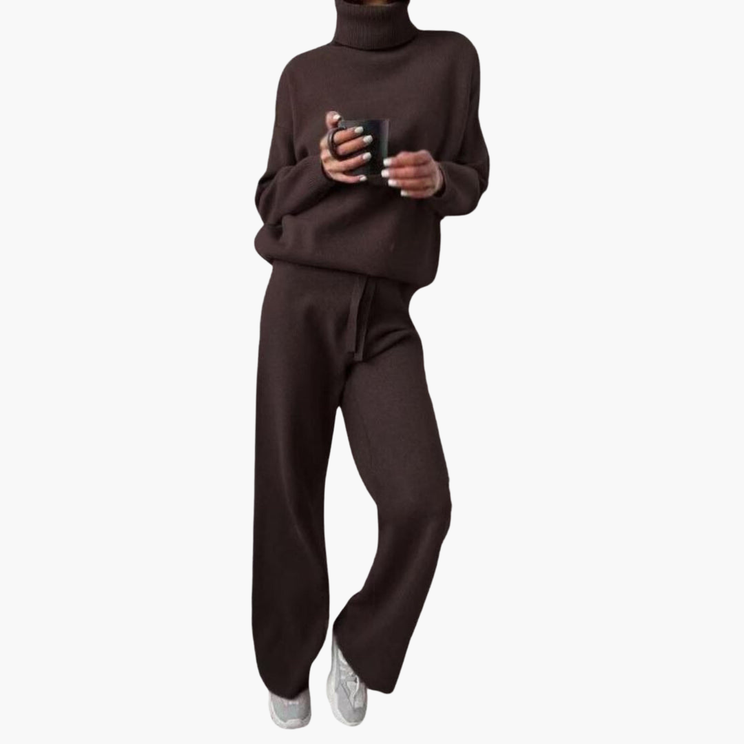 Kira | Knitted Lounge Set – Comfortable Wide-Leg Pants for Women