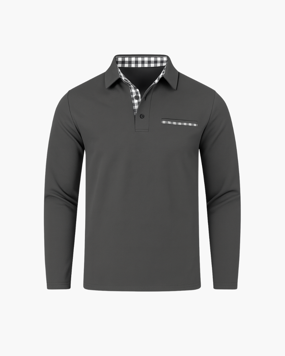 Slim Fit Langarm Poloshirt mit Kontrastkragen