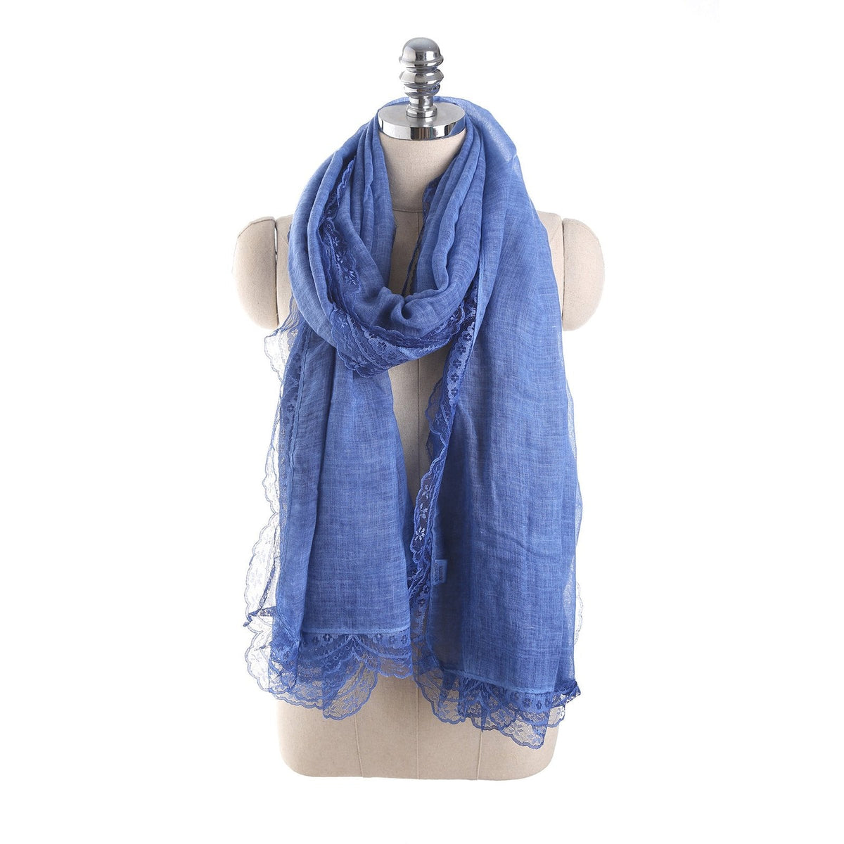 Drune | Linen Scarf with Lace Trim – Elegant Oversized Wrap