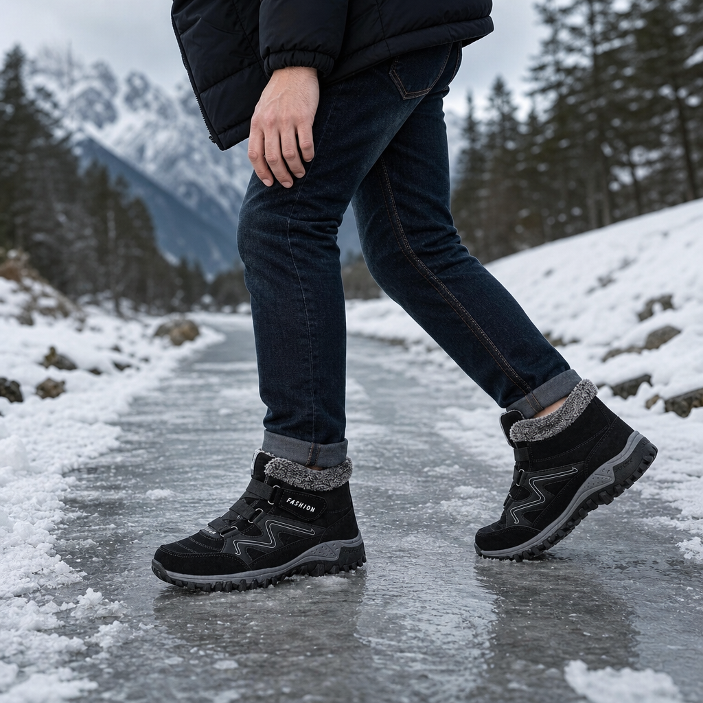 Cozywalk | Fleece-Lined Look Non-Slip Ankle Boots – Warm & Stylish