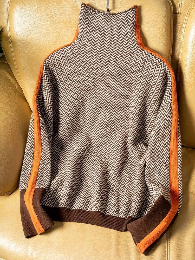 Clara | Sweaters – Modern Striped Turtleneck Design