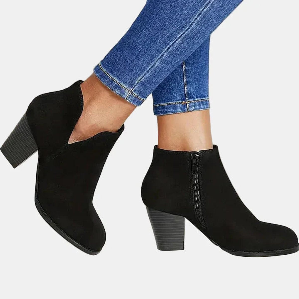 Seraphina | Elegante Veloursleder Stiefeletten mit Blockabsatz