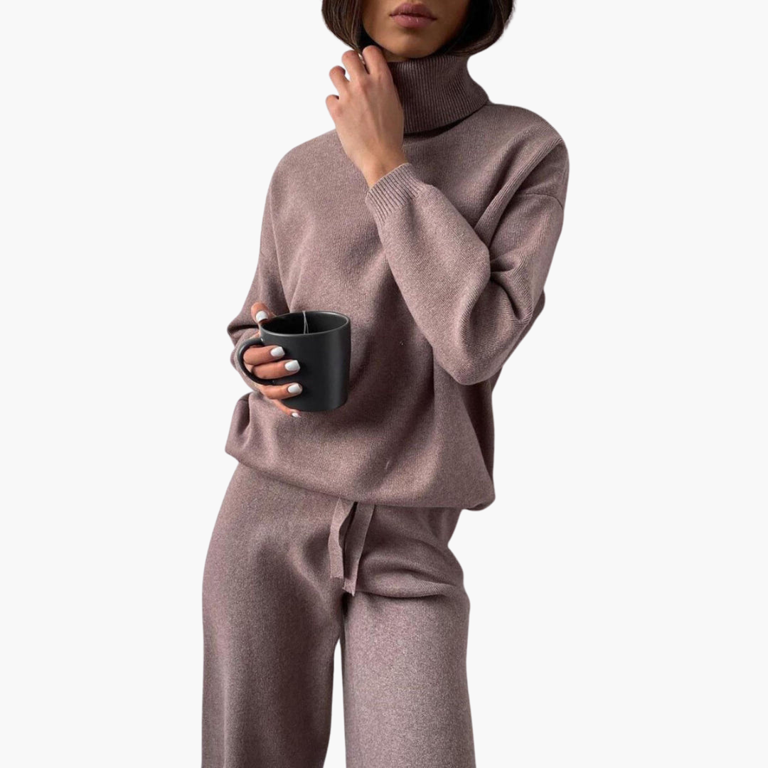 Kira | Knitted Lounge Set – Comfortable Wide-Leg Pants for Women