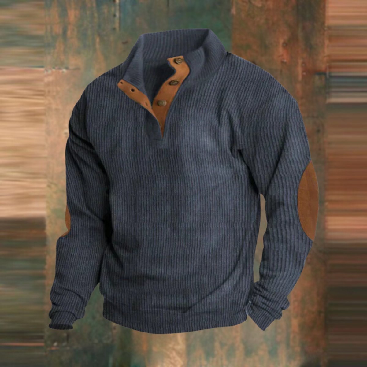 Marco | Klassischer Herren Retro-Rippstrickpullover mit Knopfkragen