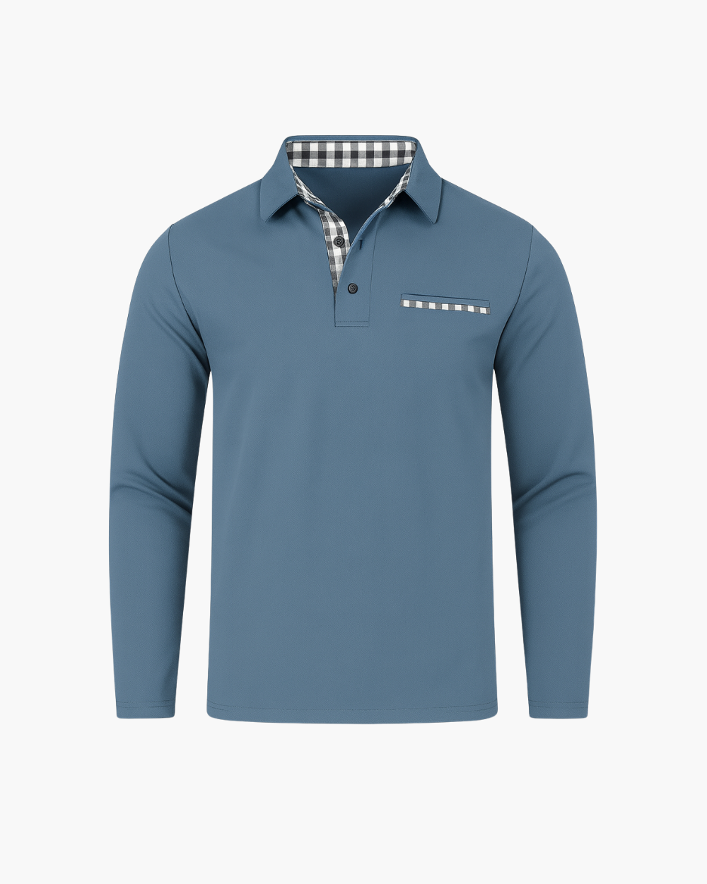 Slim Fit Langarm Poloshirt mit Kontrastkragen