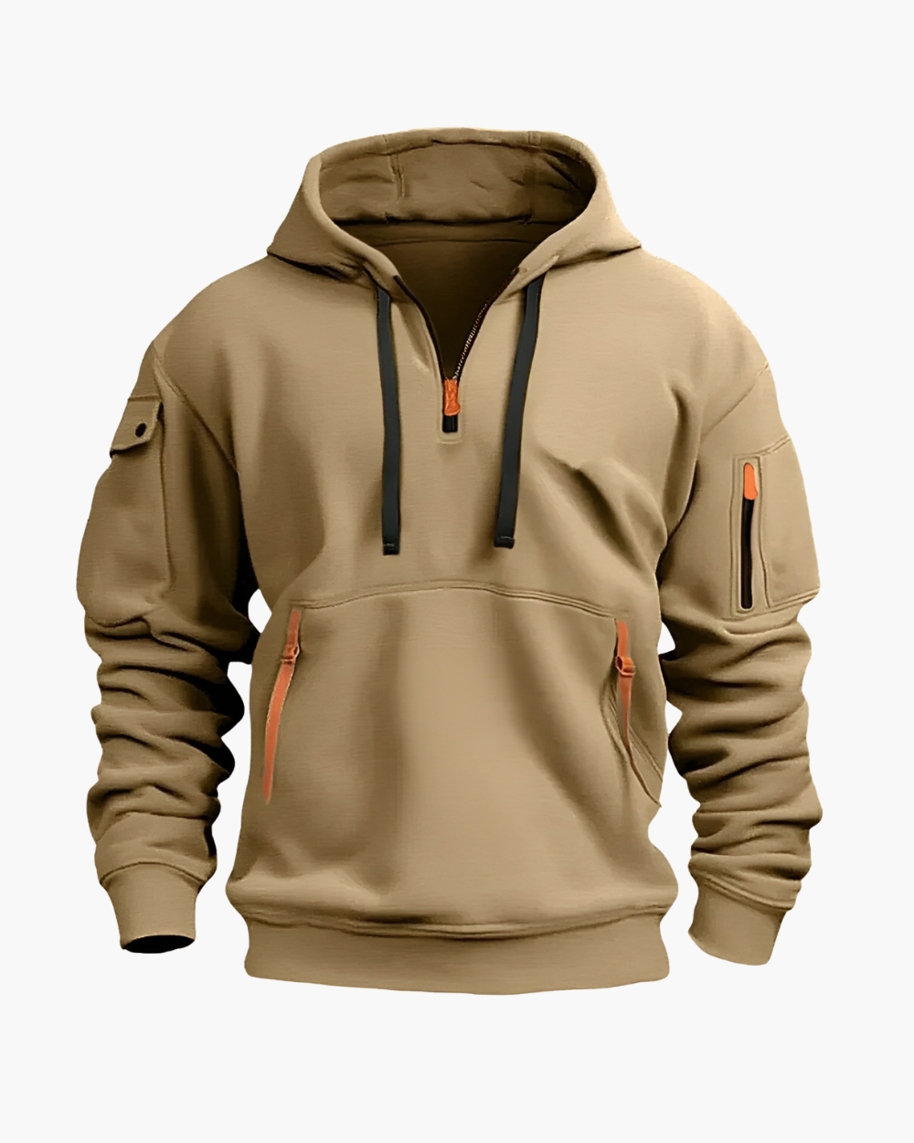 Lockerer Hoodie mit Reißverschluss und Kontrastdetails