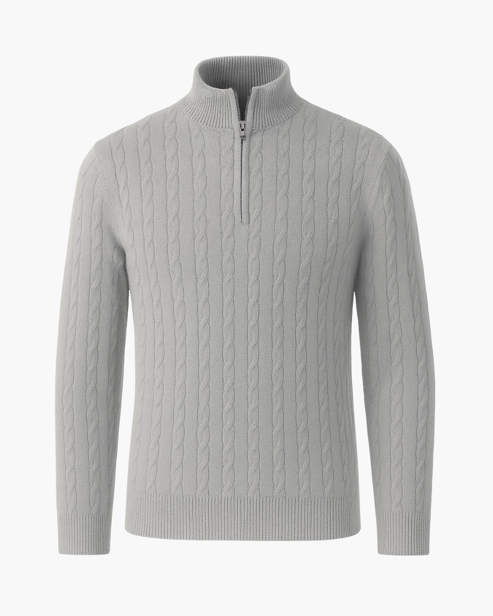 Halbzip Troyer Strickpullover mit Zopfmuster