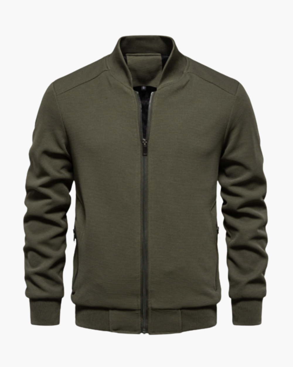 Gerippter Blouson mit Reißverschluss und Stehkragen