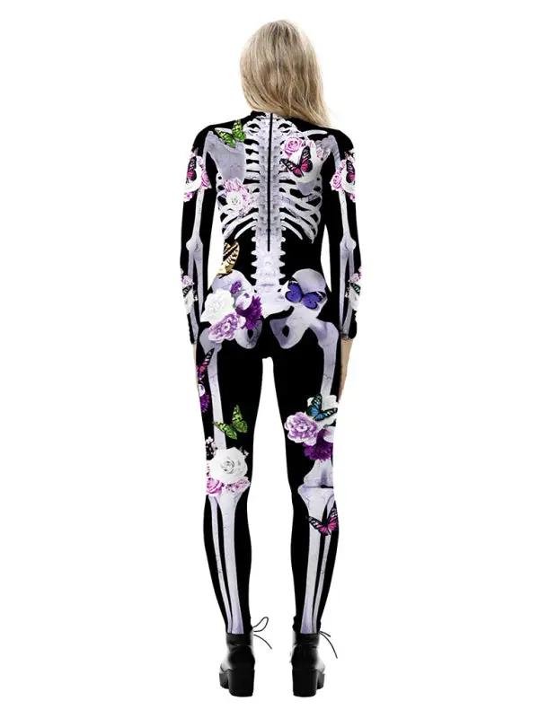 Ornella | Halloween Kostüm – Blumen Skelet Druck