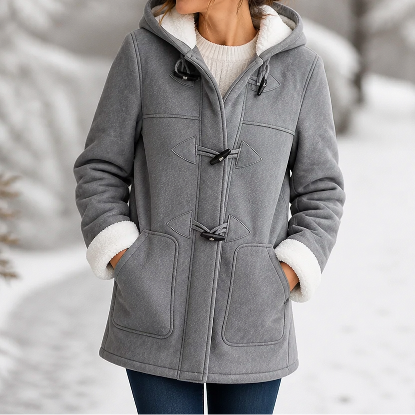 Plushbelle | Faux Shearling Hooded Winter Coat – Warm und Elegant