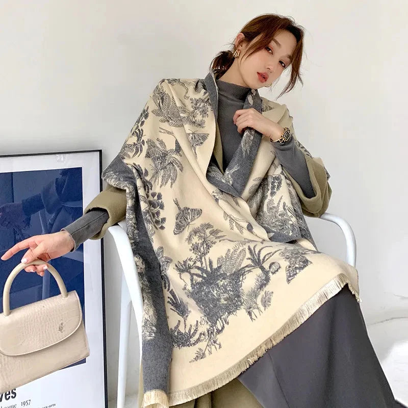Drune | Oversized Shawl – Elegant Floral Design for Women