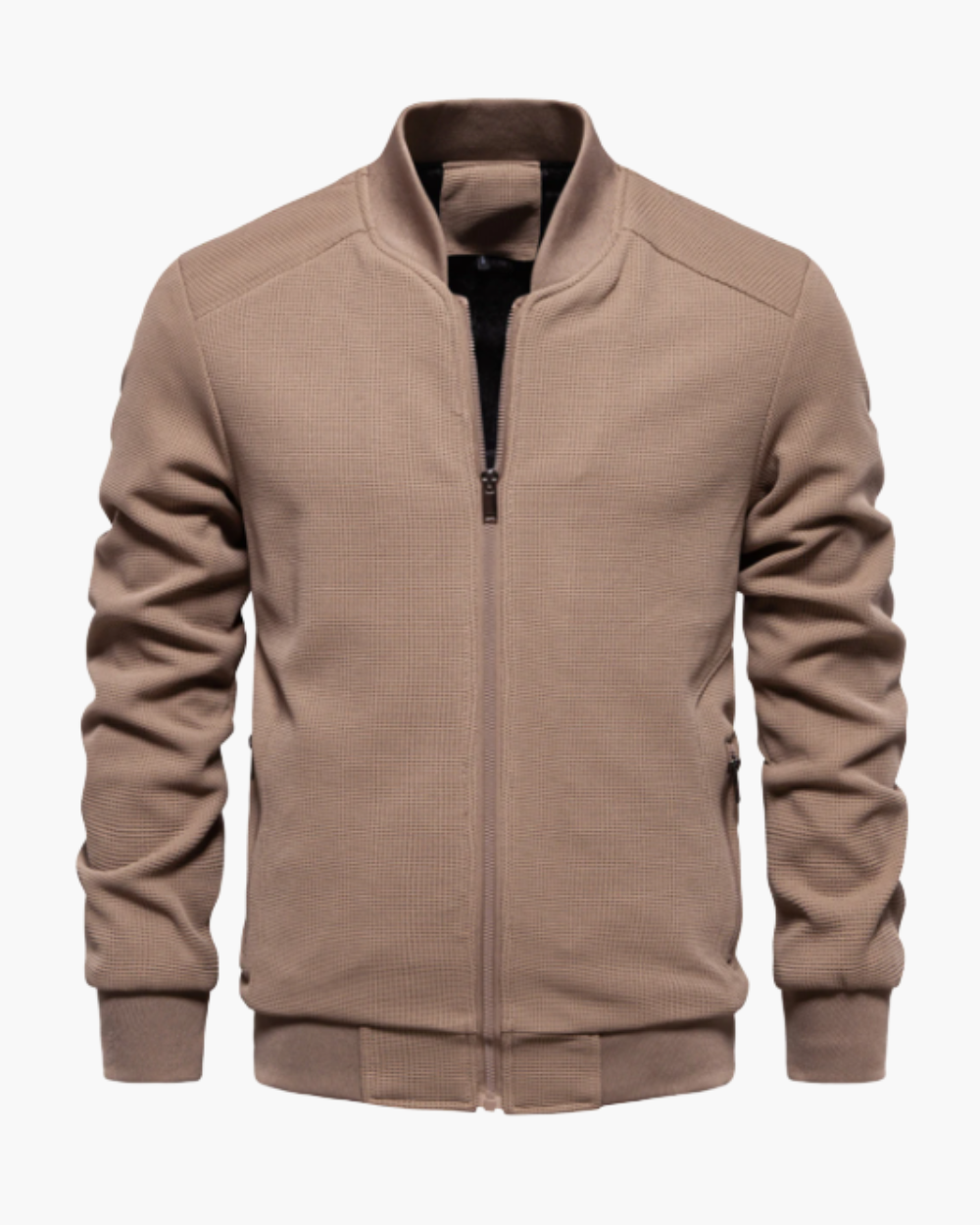 Gerippter Blouson mit Reißverschluss und Stehkragen