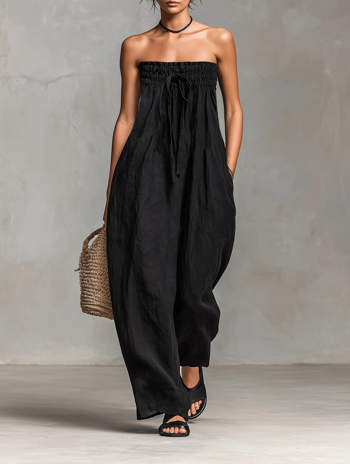 Hannah | Wide-Leg Jumpsuit – Trägerloser Stil für Damen