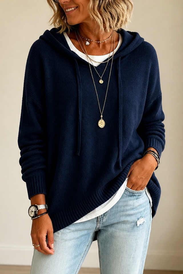 Wearbella | Hooded Knit Sweater – Zachte Dropped Shoulder Stijl voor Vrouwen