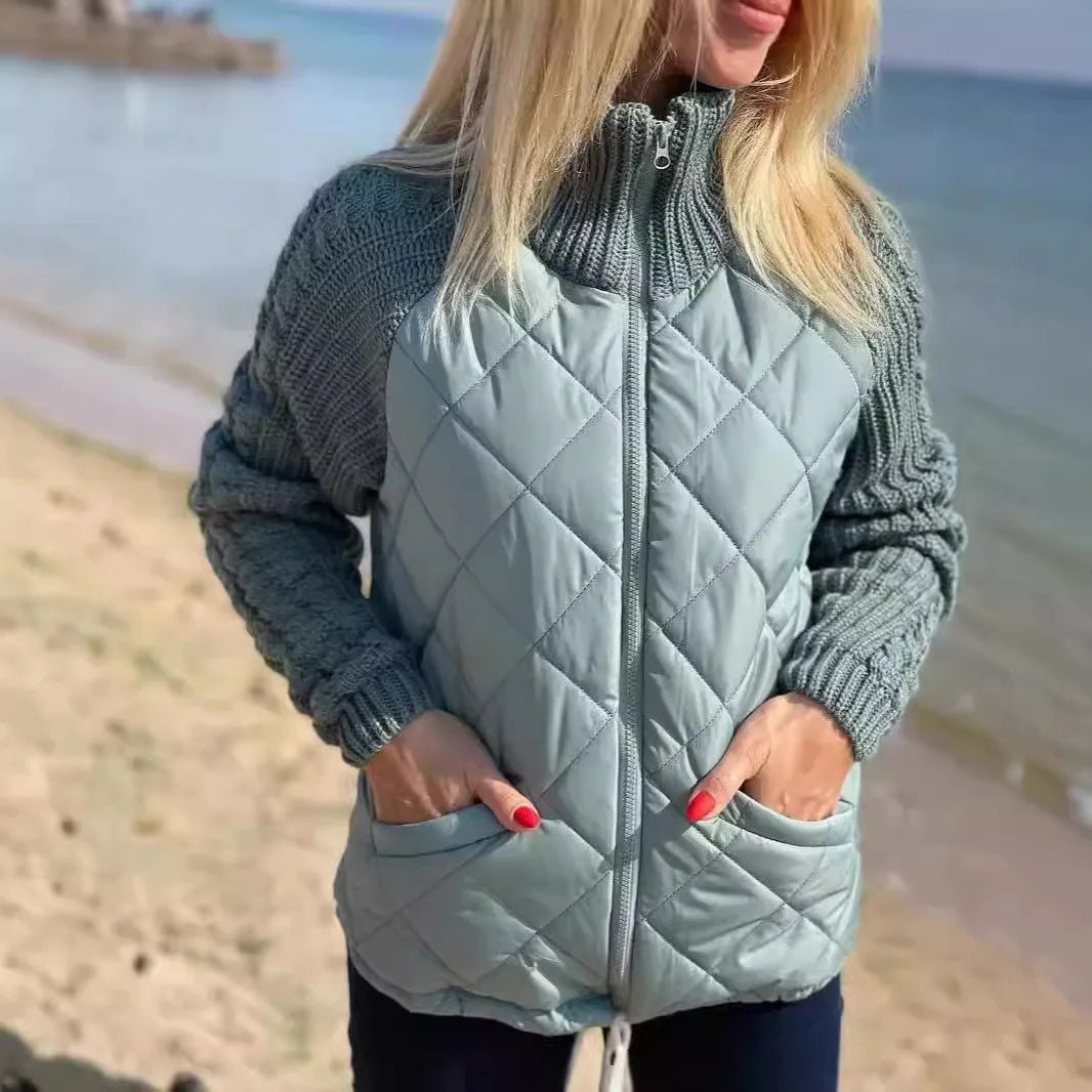 Quilora | Puffer Jacket – Knitted Patchwork voor Vrouwen