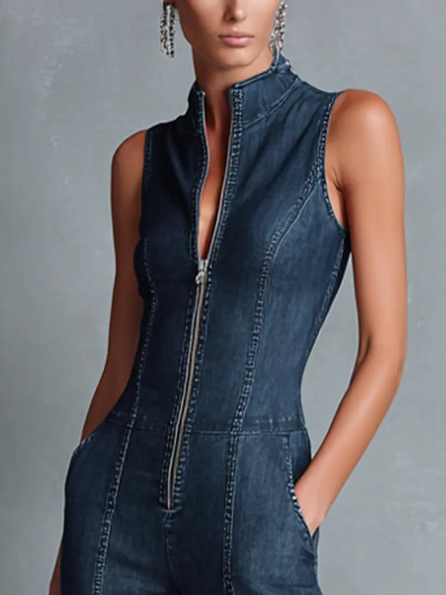 Greta | Damen Overall – Stretch-Denim mit Reißverschluss