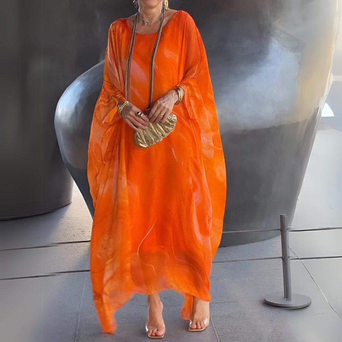 Livia | eleganten und mühelosen Langarm Maxikleid
