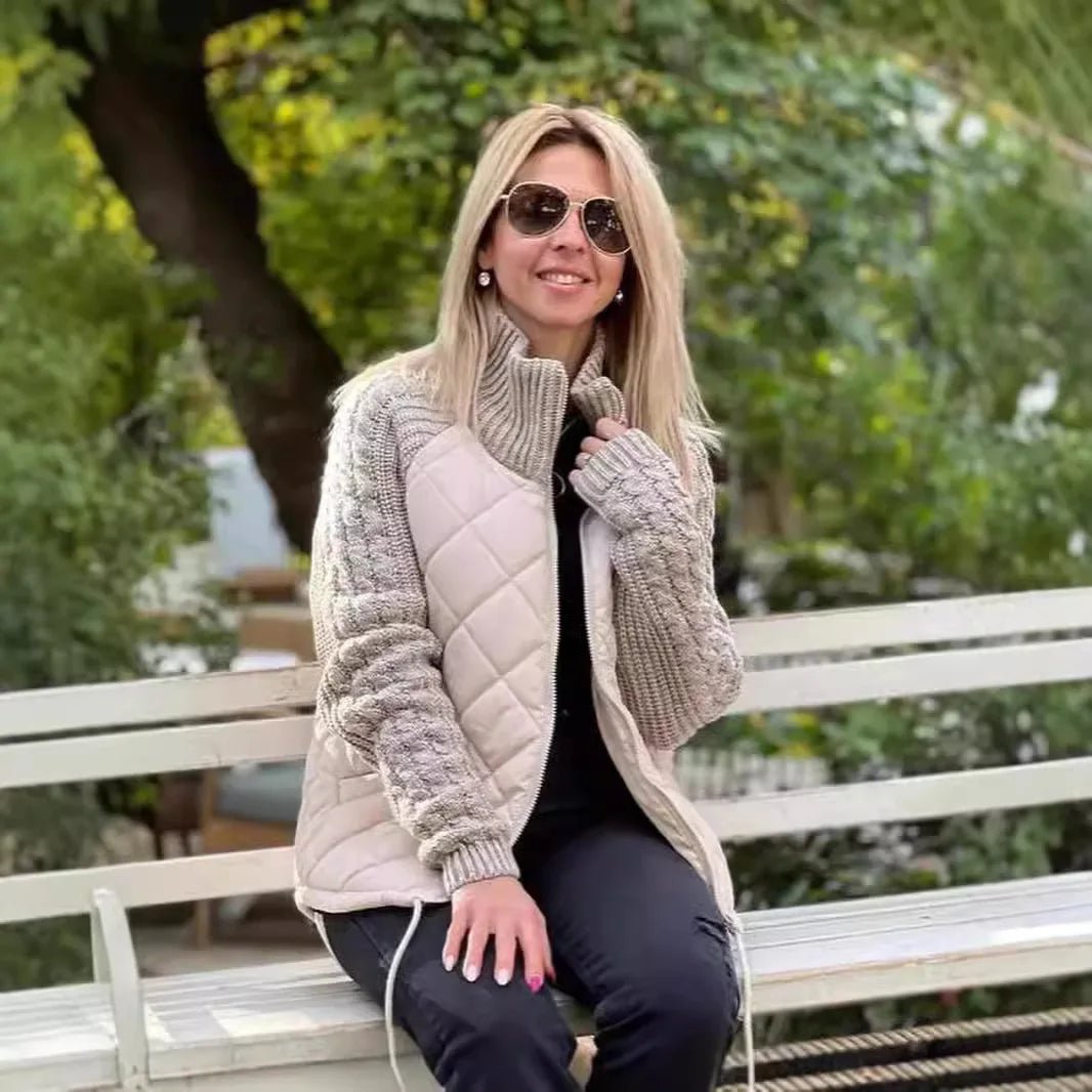 Quilora | Puffer Jacket – Knitted Patchwork voor Vrouwen