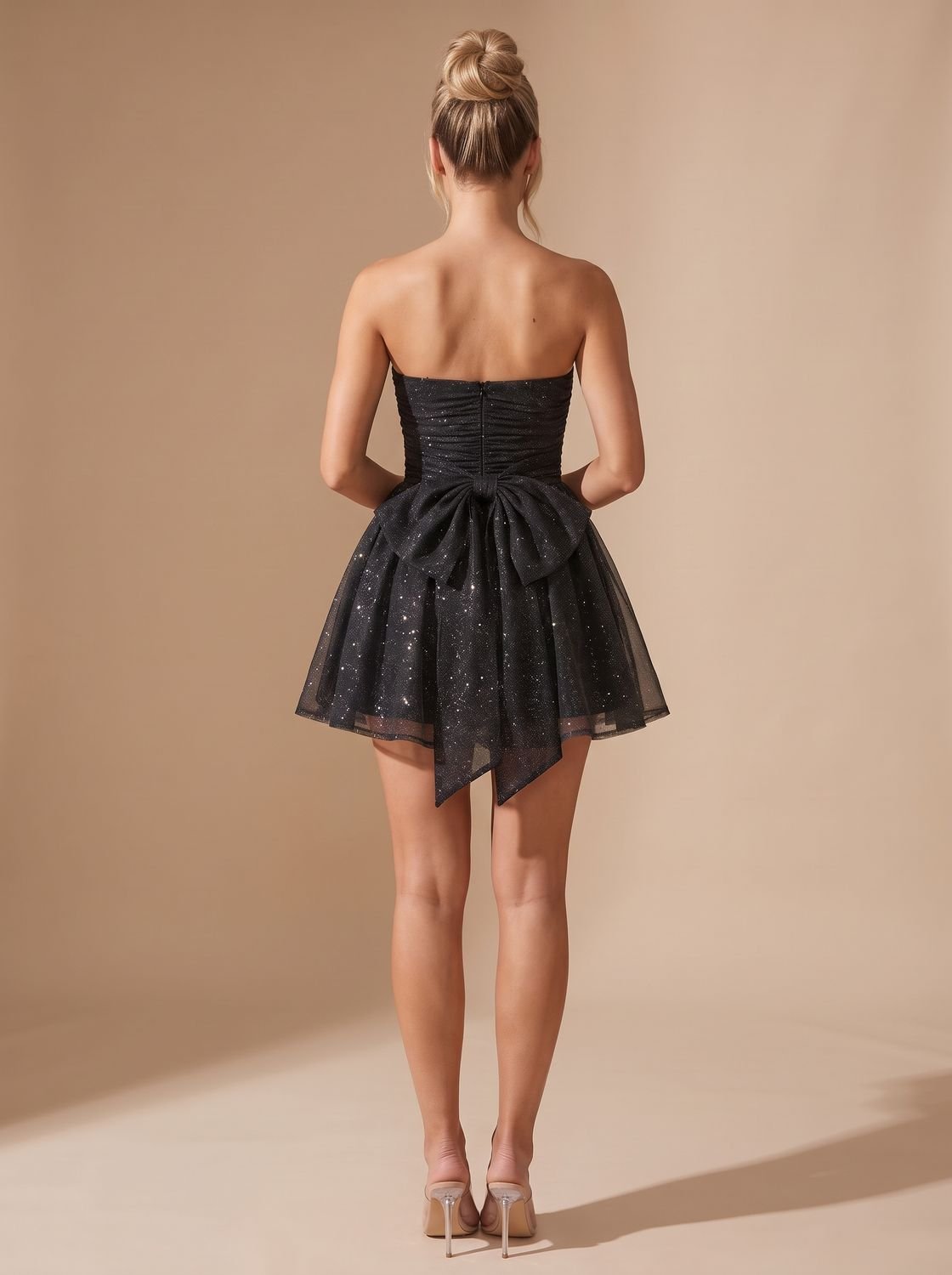 Mia | Glitter Mini Dress für Frauen – Strapless Partylook